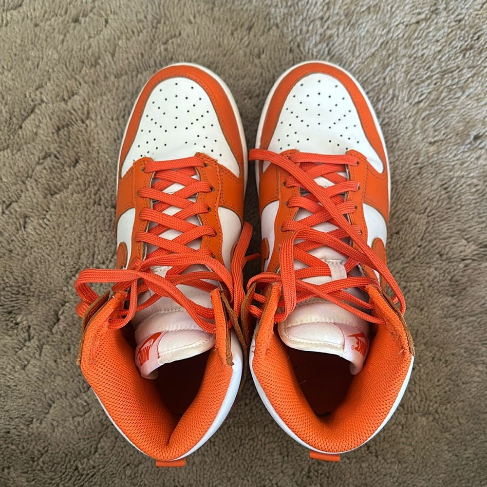 Orange Nike Dunks high tops